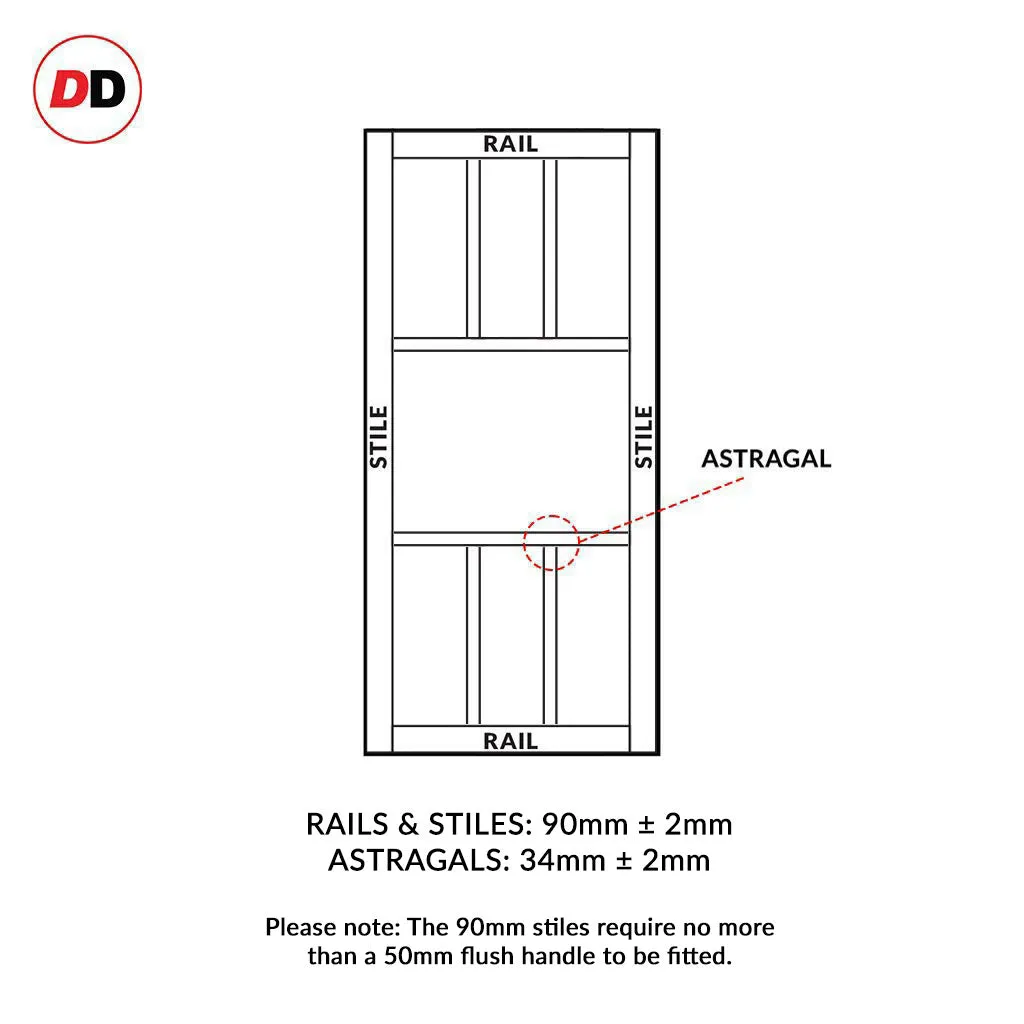 Bespoke Handmade Eco-Urban® Queensland 7 Panel Double Evokit Pocket Door DD6424 - Colour Options