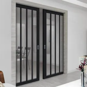 Bespoke Handmade Eco-Urban® Sintra 4 Pane Double Evokit Pocket Door DD6428G Clear Glass - Colour Options