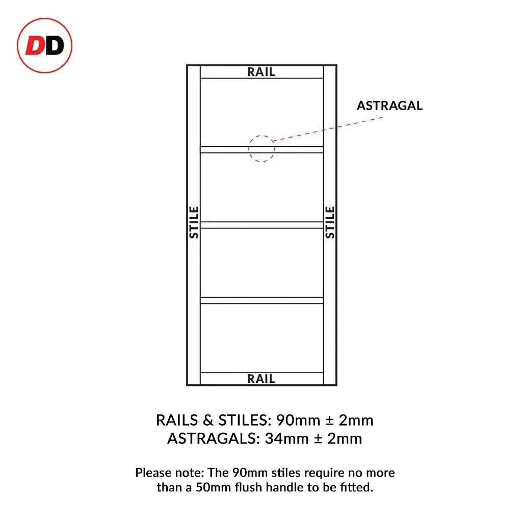 Bespoke Handmade Eco-Urban® Staten 3 Pane 1 Panel Double Absolute Evokit Pocket Door DD6310SG - Frosted Glass - Colour Options