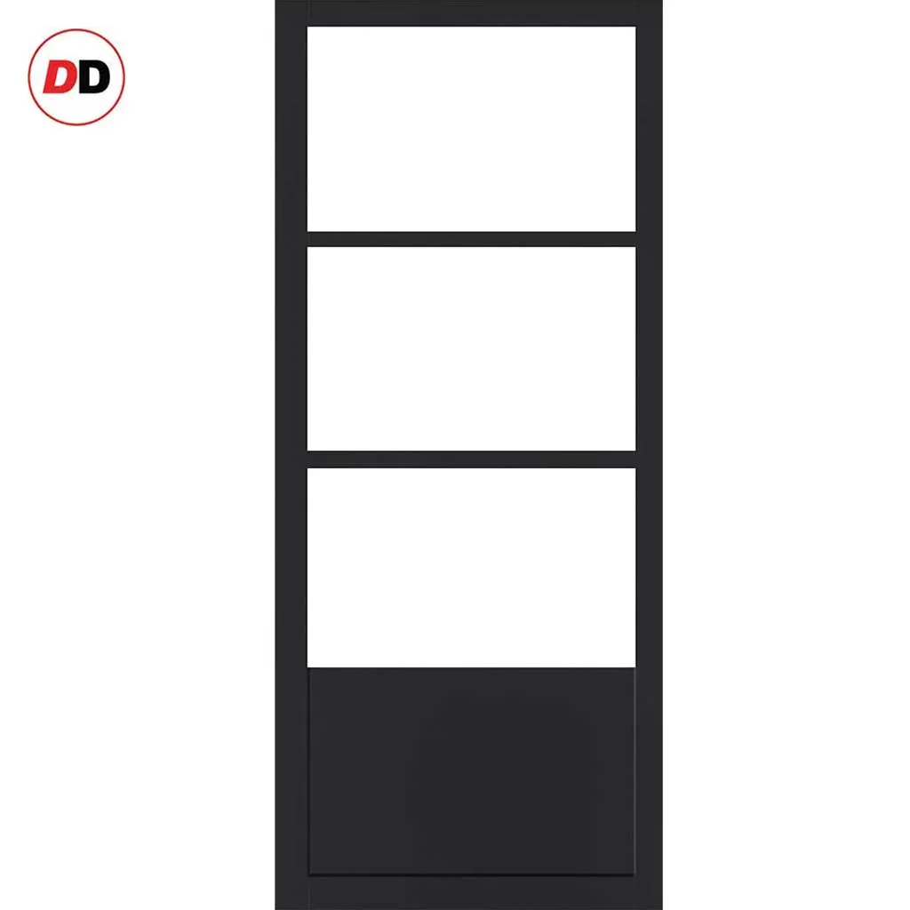 Bespoke Handmade Eco-Urban® Staten 3 Pane 1 Panel Single Absolute Evokit Pocket Door DD6310G - Clear Glass - Colour Options