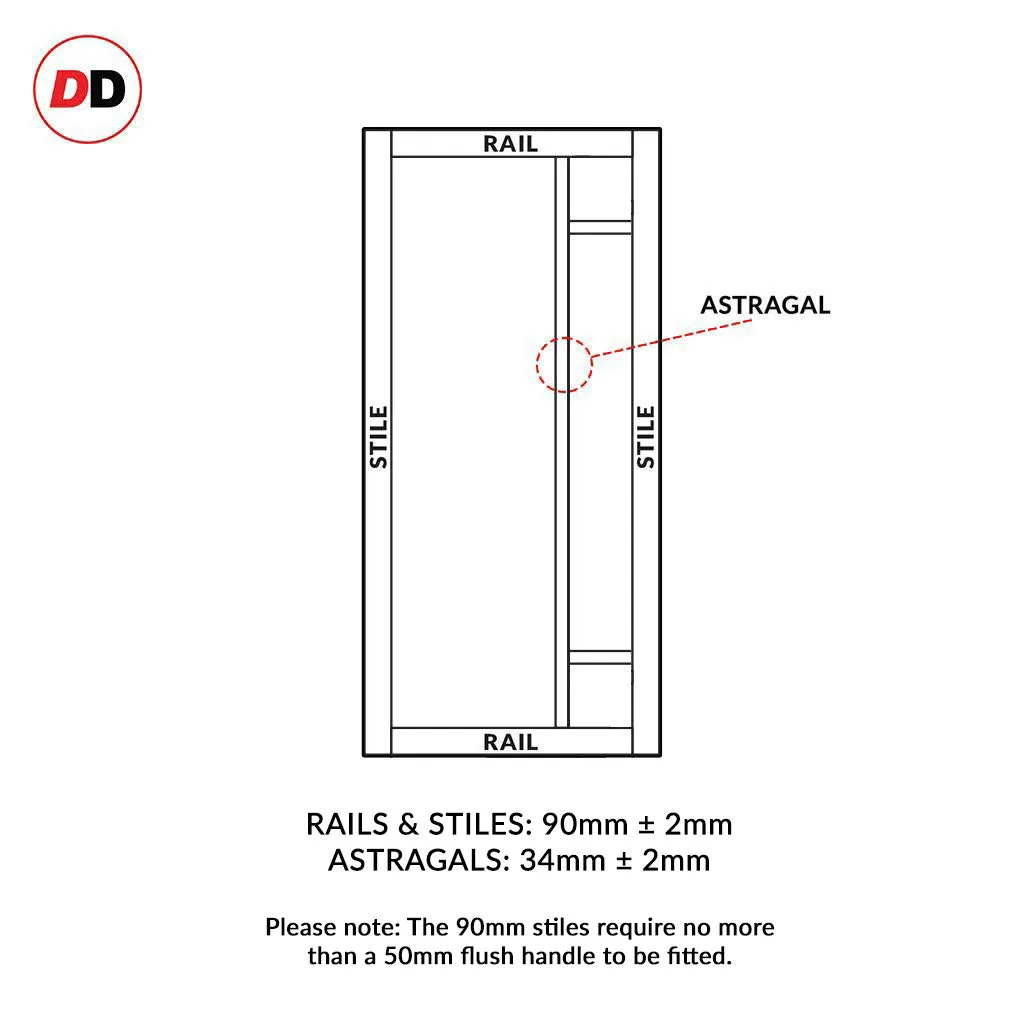 Bespoke Handmade Eco-Urban® Suburban 4 Pane Double Absolute Evokit Pocket Door DD6411G Clear Glass(2 FROSTED CORNER PANES)- Colour Options