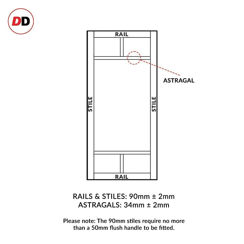 Bespoke Handmade Eco-Urban® Sydney 5 Pane Double Absolute Evokit Pocket Door DD6417SG Frosted Glass - Colour Options