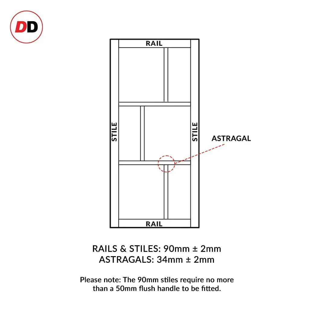 Bespoke Handmade Eco-Urban® Tokyo 3 Pane 3 Panel Single Absolute Evokit Pocket Door DD6423G Clear Glass - Colour Options