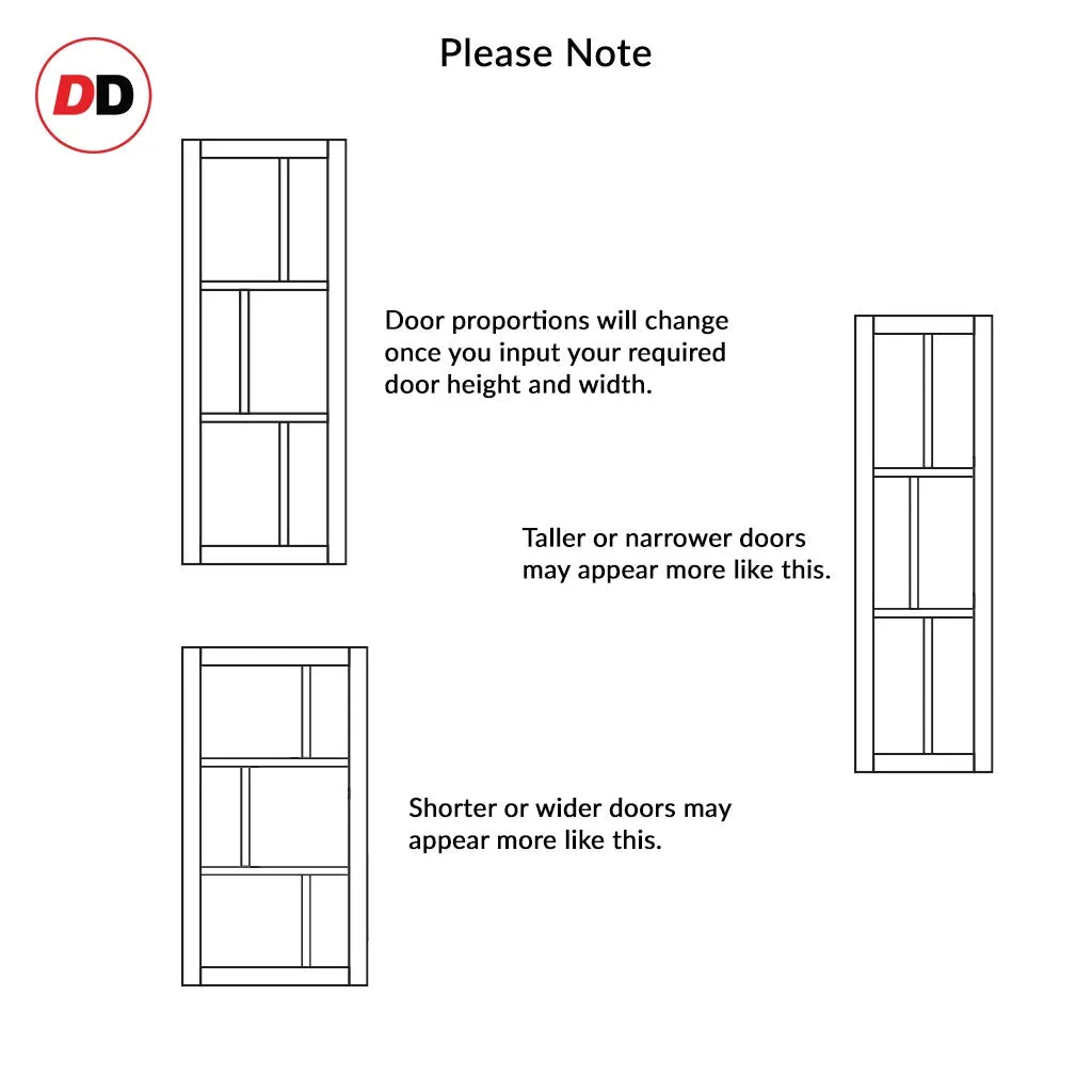 Bespoke Handmade Eco-Urban® Tokyo 3 Pane 3 Panel Single Absolute Evokit Pocket Door DD6423G Clear Glass - Colour Options