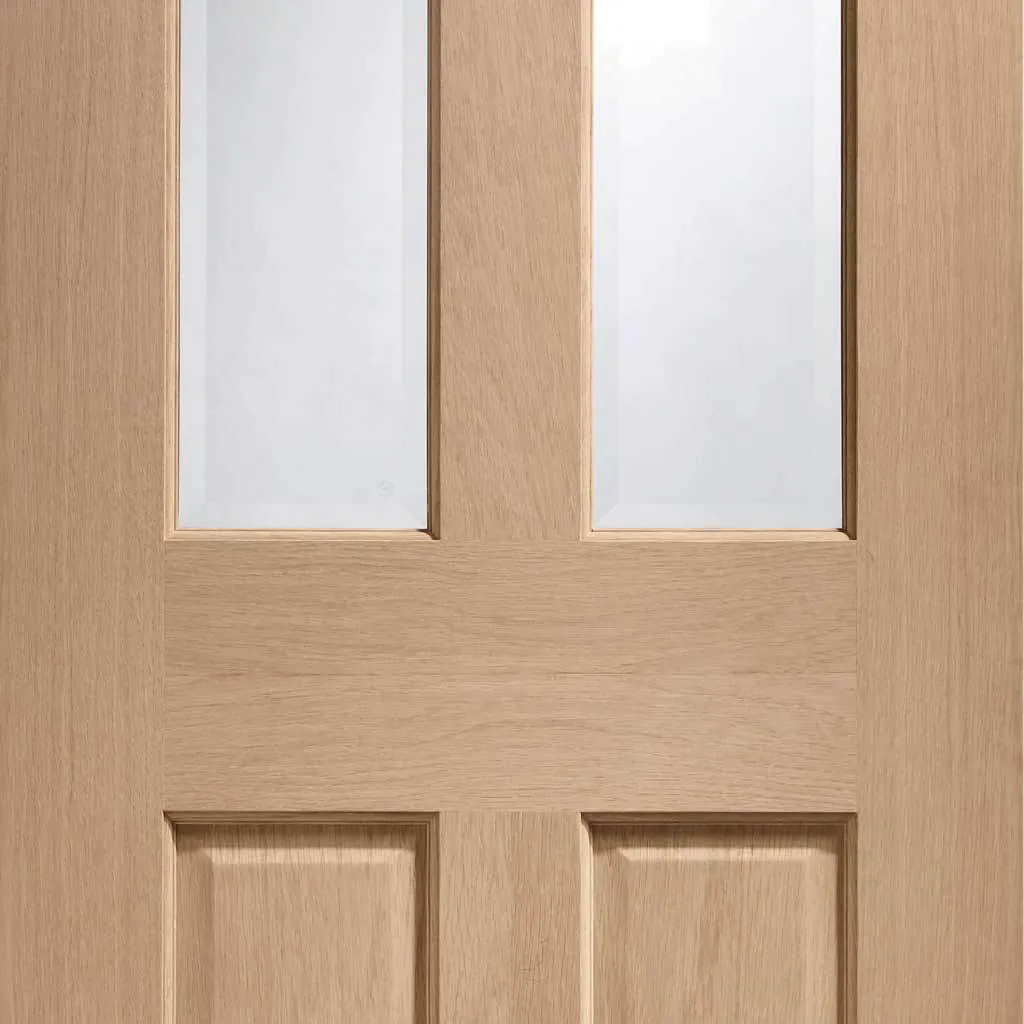 Bespoke Malton Oak Glazed Double Frameless Pocket Door - No Raised Mouldings - Prefinished