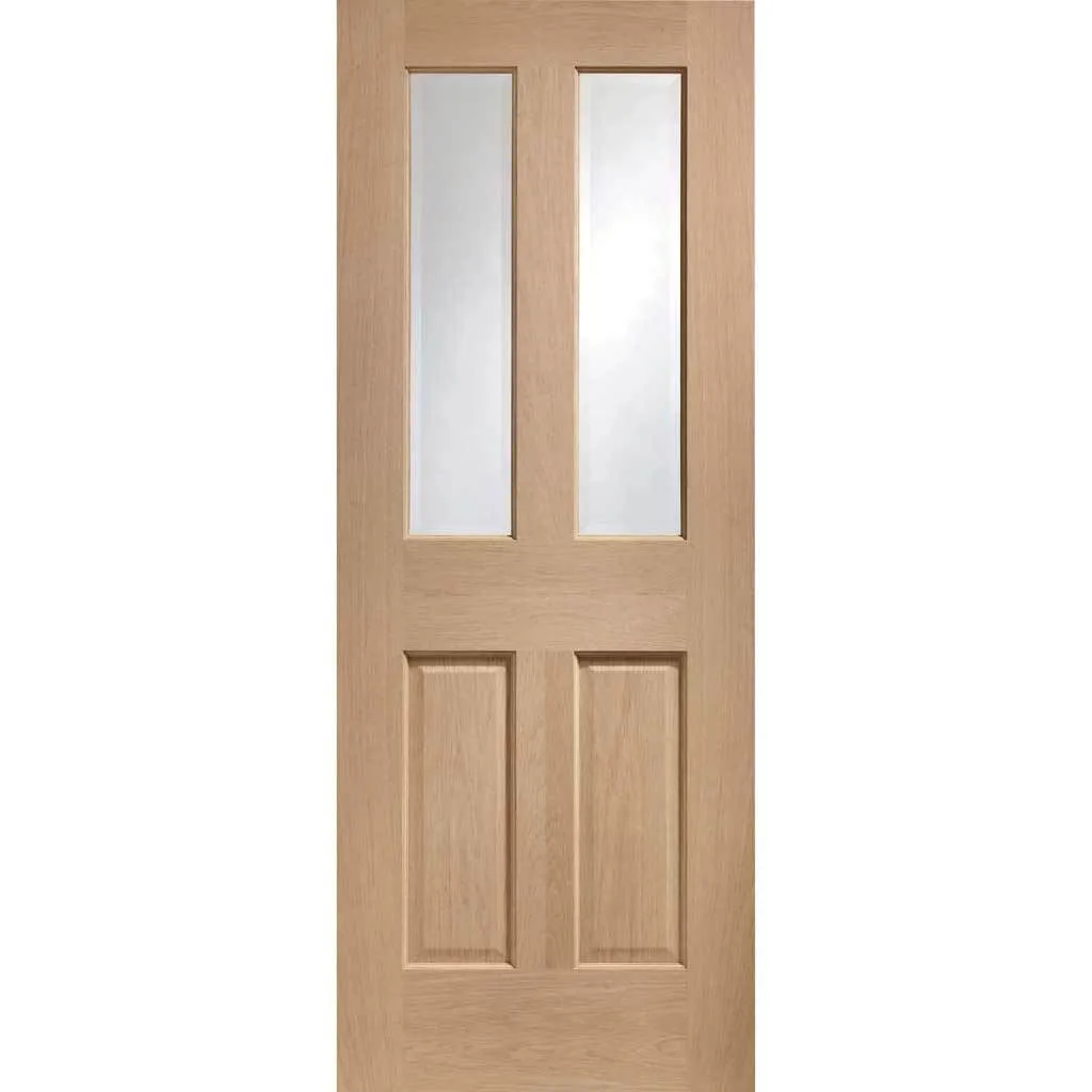 Bespoke Malton Oak Glazed Double Frameless Pocket Door - No Raised Mouldings - Prefinished