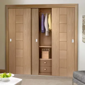 Bespoke Messina Oak Flush 3 Door Maximal Wardrobe and Frame Kit - Prefinished