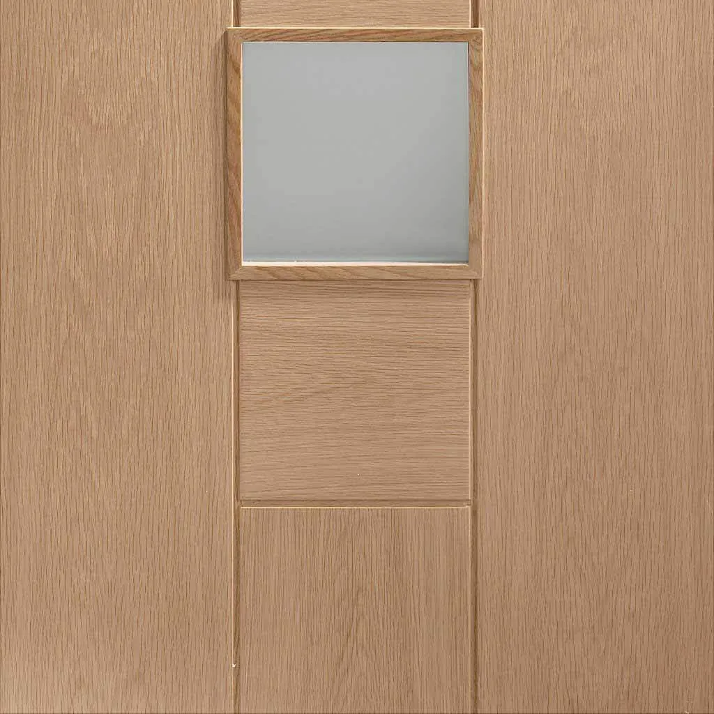 Bespoke Messina Oak Glazed Double Frameless Pocket Door - Prefinished