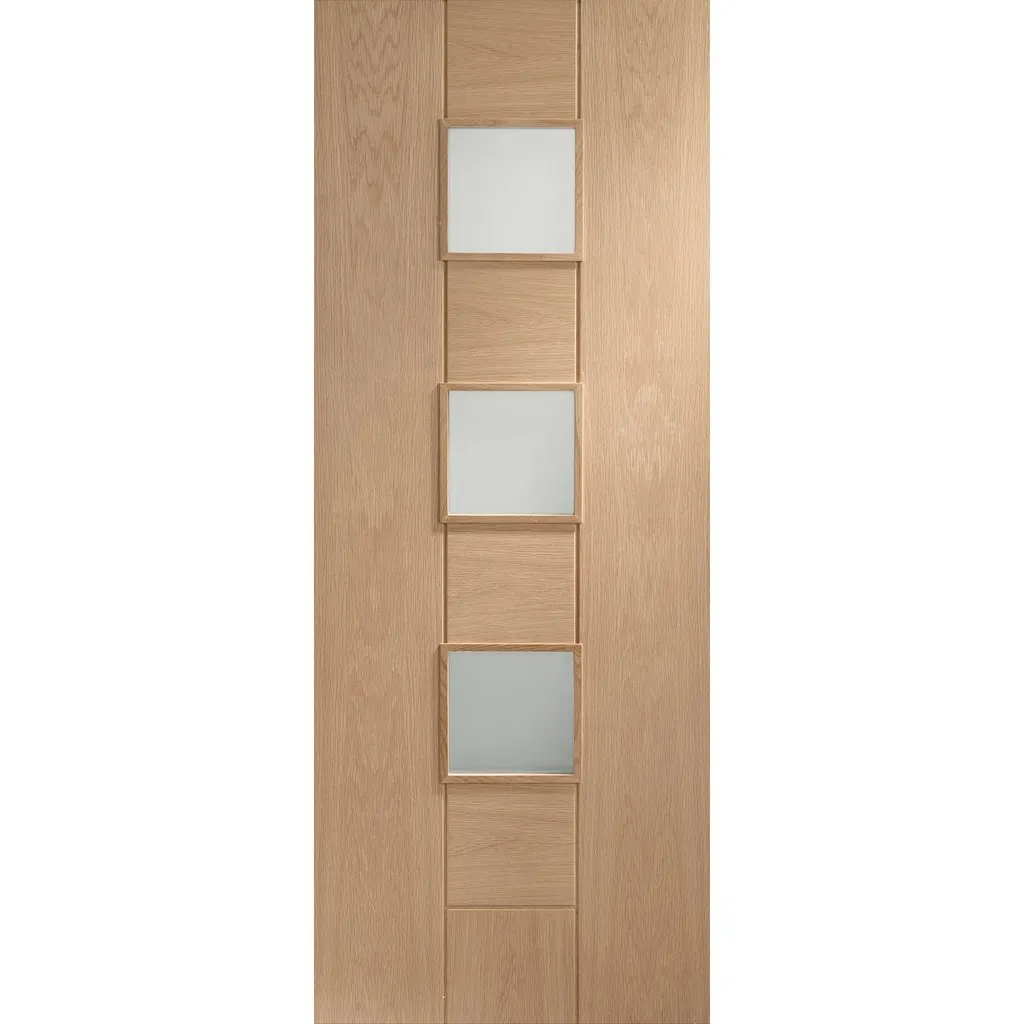 Bespoke Messina Oak Glazed Double Frameless Pocket Door - Prefinished