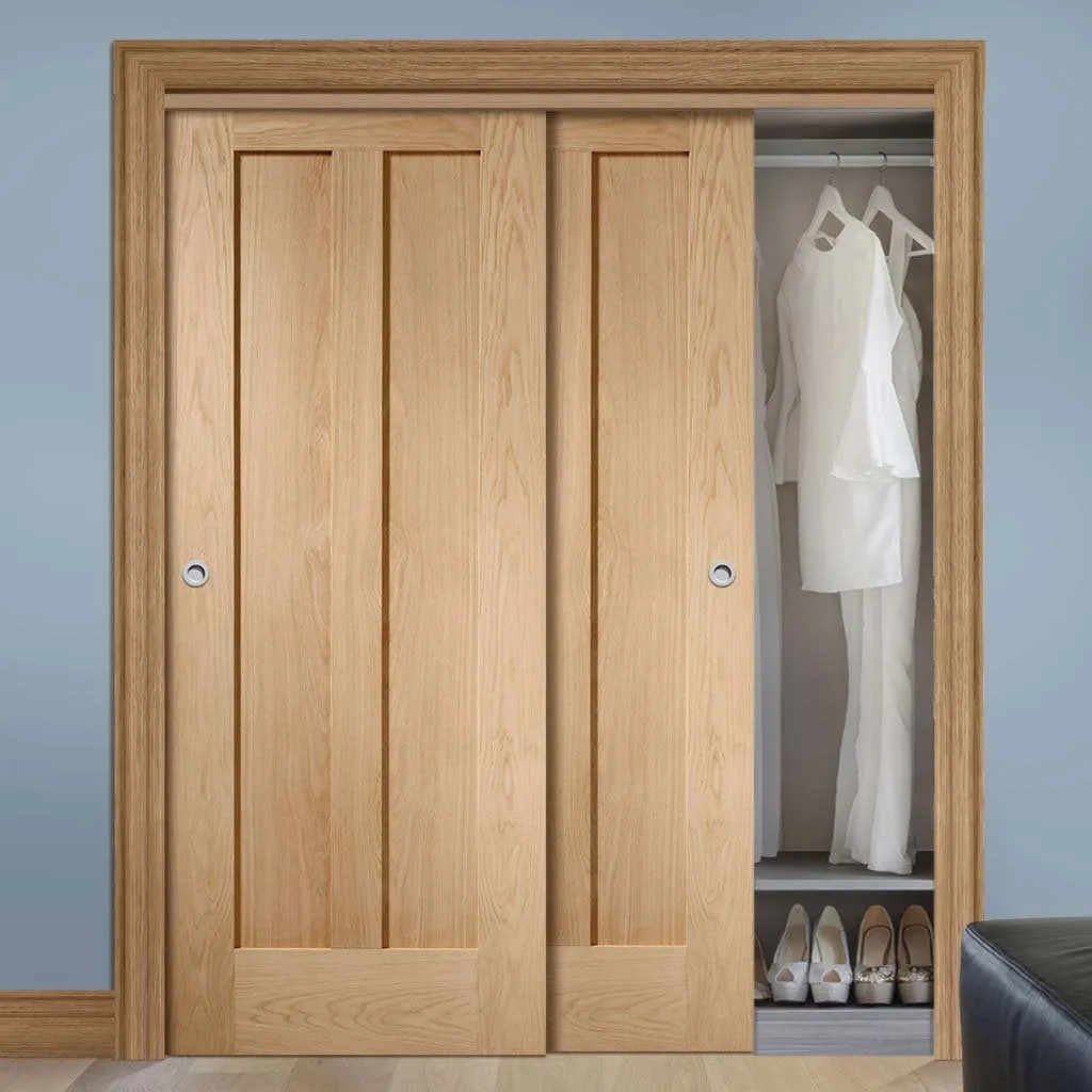 Bespoke Novara Oak 2 Panel 2 Door Maximal Wardrobe and Frame Kit