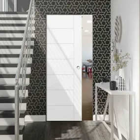 Bespoke Palermo Flush Single Frameless Pocket Door - White Primed