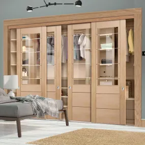 Bespoke Palermo Oak 2XG Glazed 4 Door Maximal Wardrobe and Frame Kit