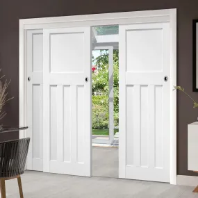 Bespoke Pass-Easi DX 1930's - 3 Sliding Doors and Frame Kit - White Primed