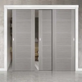 Bespoke Pass-Easi Light Grey Vancouver Door - 3 Sliding Doors and Frame Kit - Prefinished