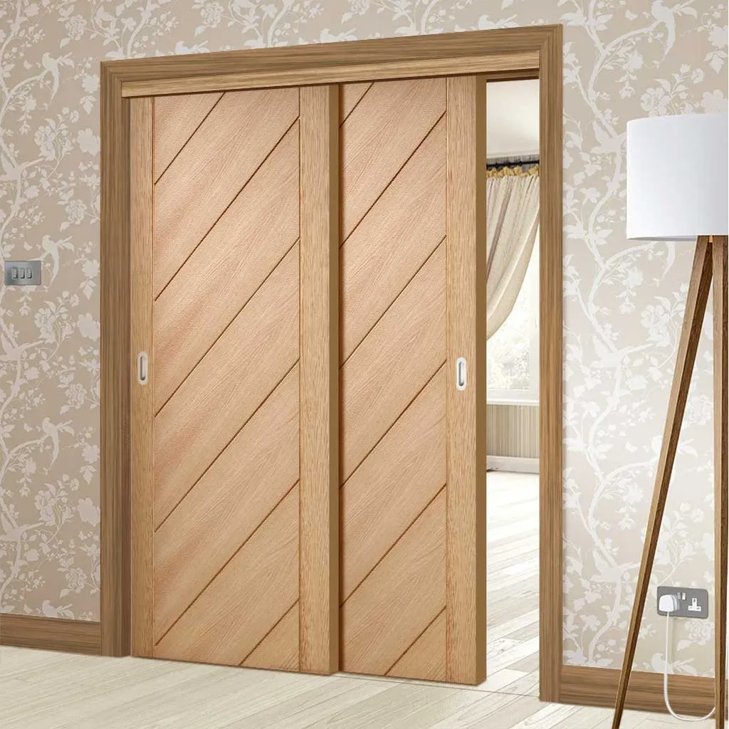 Bespoke Pass-Easi Monza Oak - 2 Sliding Doors and Frame Kit