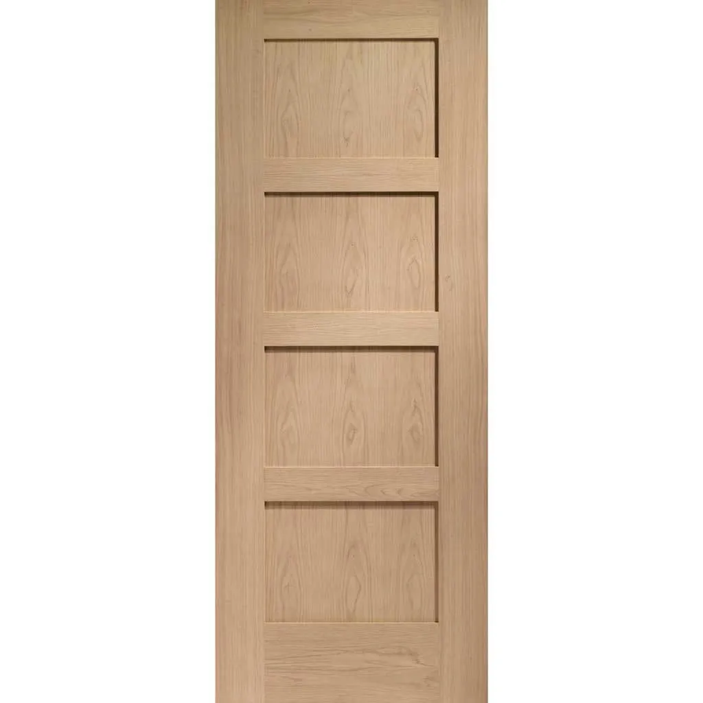 Bespoke Pass-Easi Shaker Oak 4 Panel - 4 Sliding Doors and Frame Kit - Prefinished