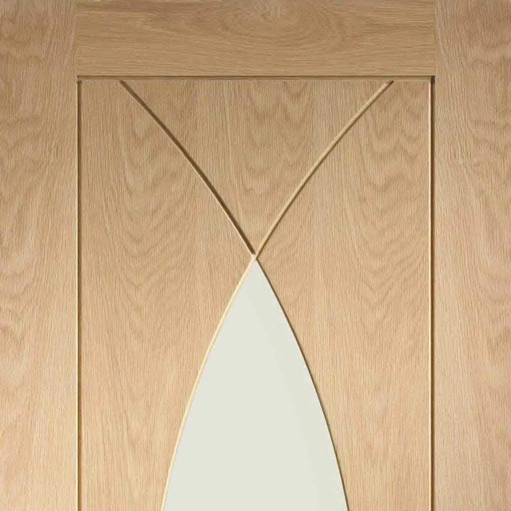 Bespoke Pesaro Oak Glazed Single Frameless Pocket Door - Prefinished