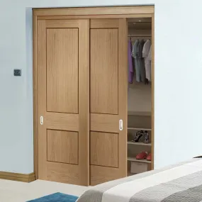 Bespoke Piacenza Oak 2 Panel Flush 2 Door Maximal Wardrobe and Frame Kit - Groove Design