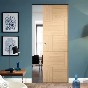 Bespoke Ravenna Oak Flush Single Frameless Pocket Door - Prefinished