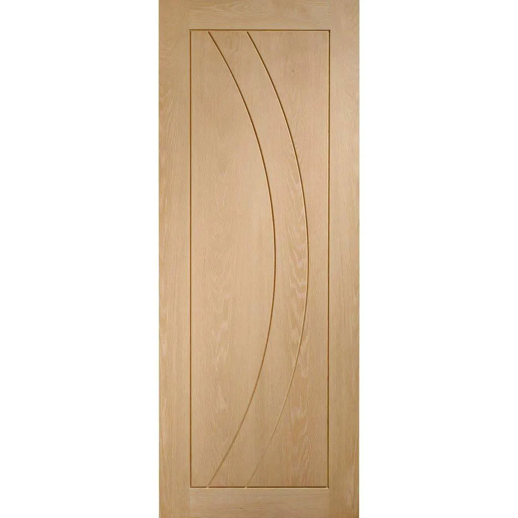 Bespoke Salerno Oak Flush Double Frameless Pocket Door - Prefinished