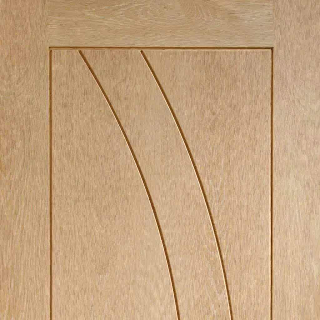 Bespoke Salerno Oak Flush Double Frameless Pocket Door - Prefinished