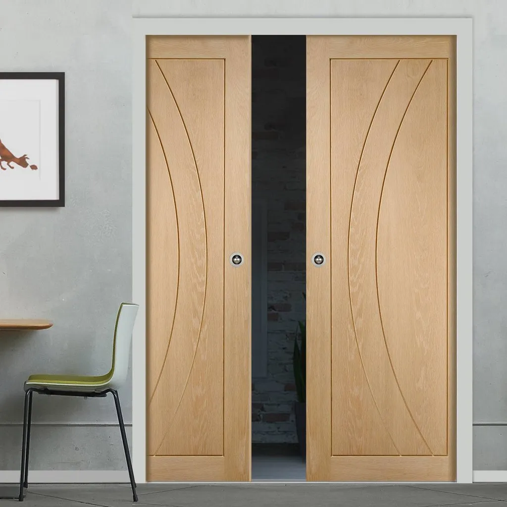 Bespoke Salerno Oak Flush Double Pocket Door