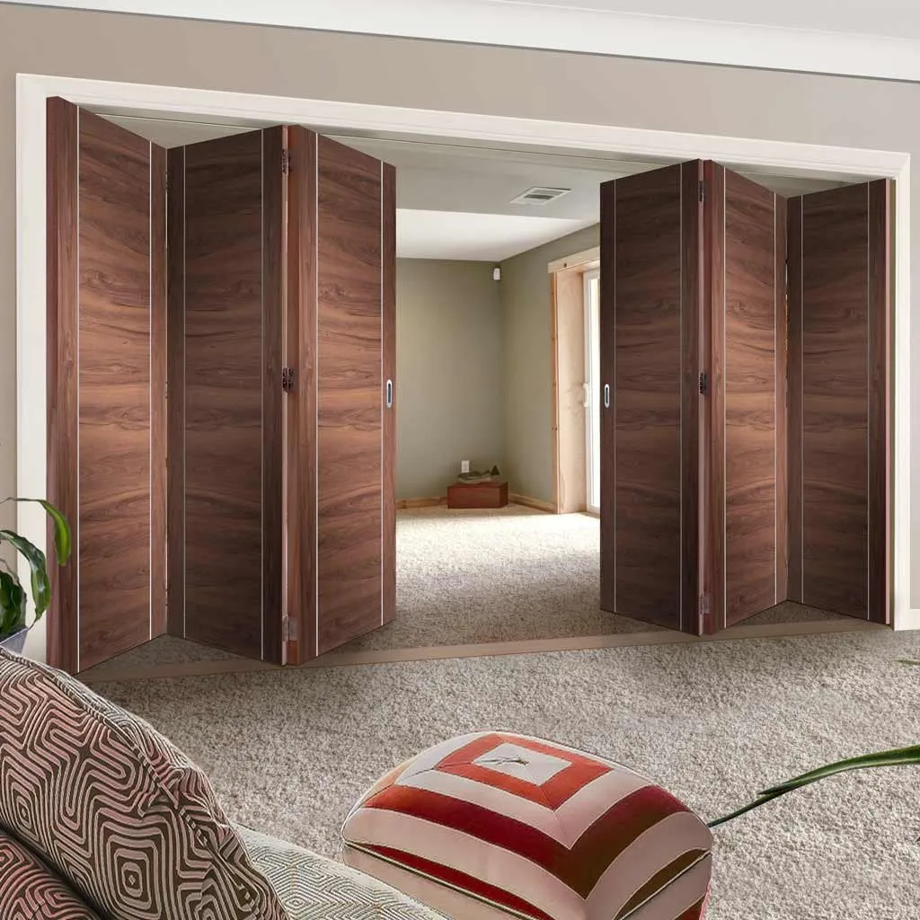 Bespoke Thrufold Forli Walnut Flush Folding 3 3 Door - Aluminium Inlay - Prefinished