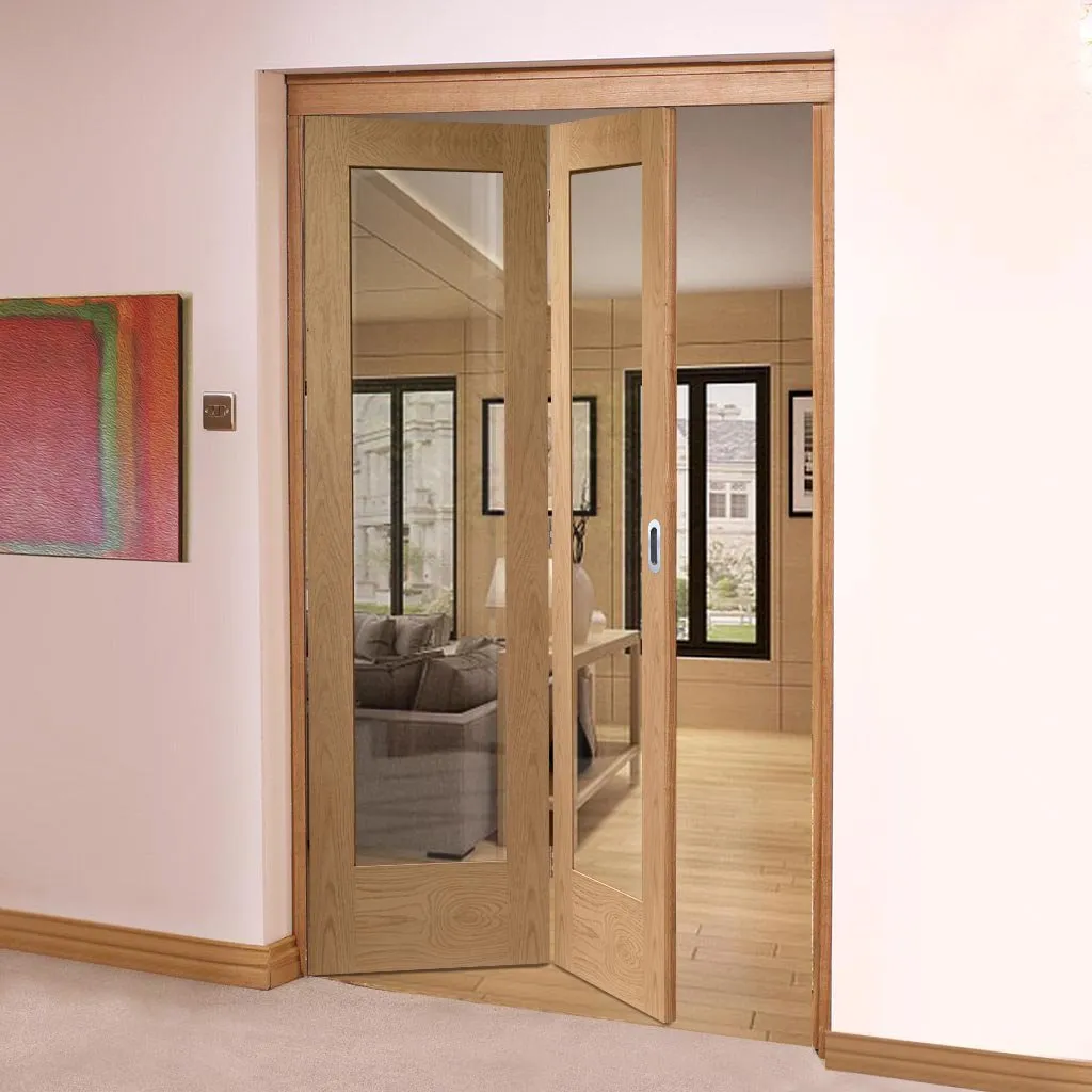 Bespoke Thrufold Pattern 10 1L Shaker Oak Glazed Folding 2 0 Door