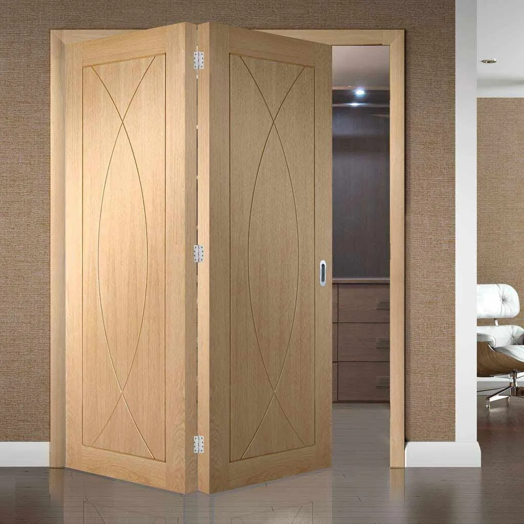 Bespoke Thrufold Pesaro Oak Flush Folding 2 0 Door - Prefinished