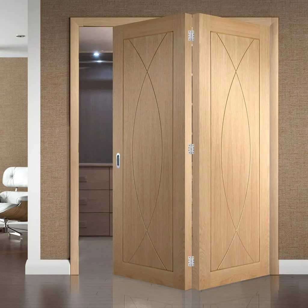 Bespoke Thrufold Pesaro Oak Flush Folding 2 0 Door - Prefinished