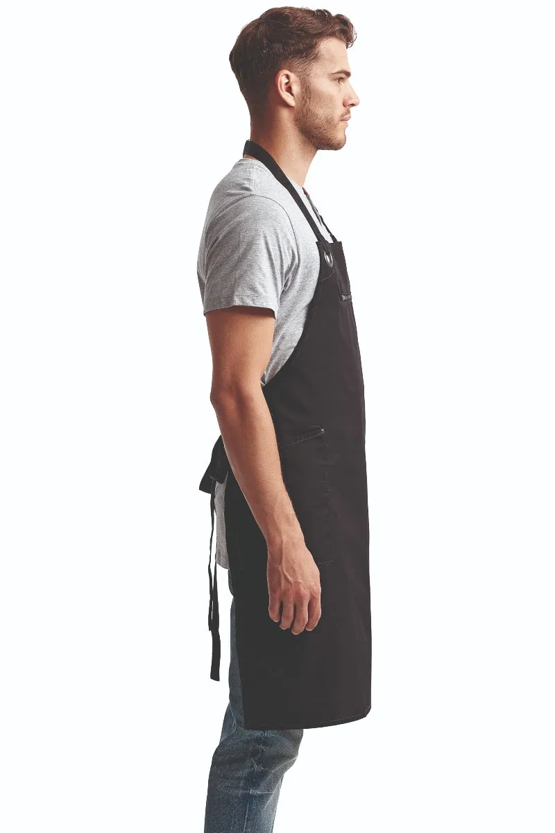 Black ‘Barley’ Sustainable Bib Apron (3 Pockets)