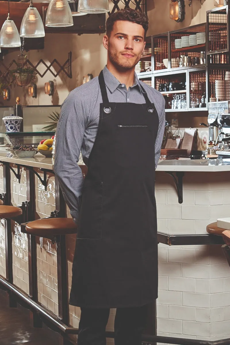 Black ‘Barley’ Sustainable Bib Apron (3 Pockets)