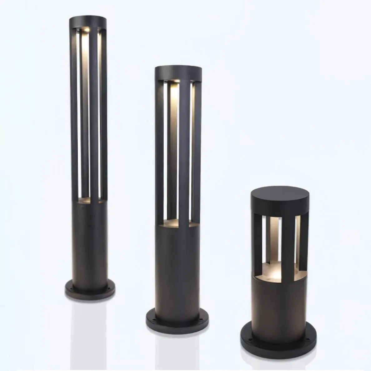 Black Cylindrical Garden Outdoor Light