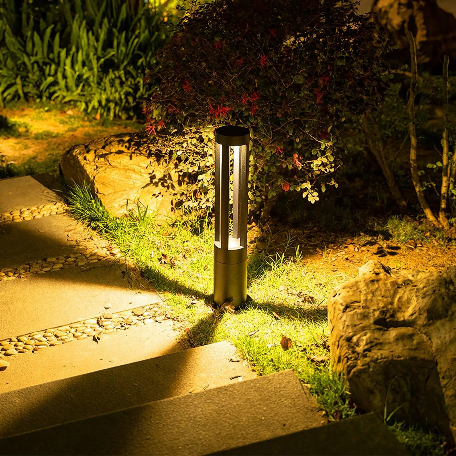 Black Cylindrical Garden Outdoor Light