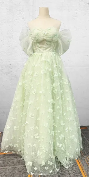 Boho A-Line Sweetheart Green Floor-Length Quinceanera Dress With Petticoat