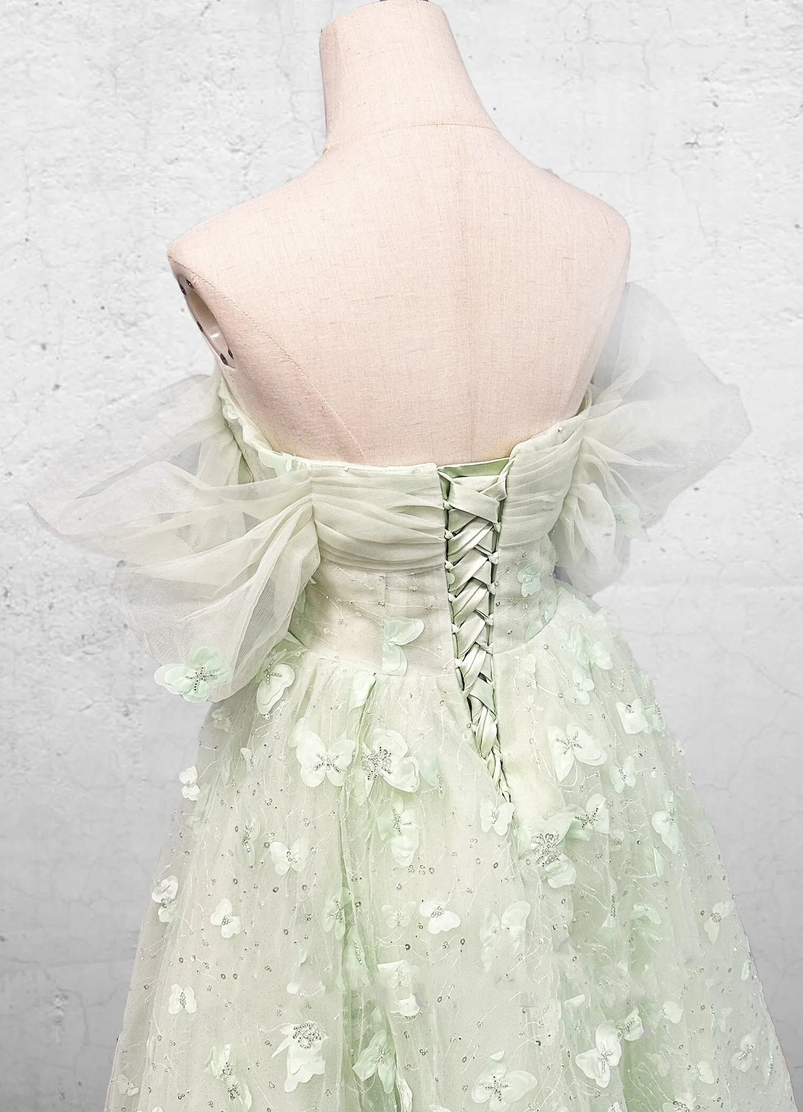 Boho A-Line Sweetheart Green Floor-Length Quinceanera Dress With Petticoat