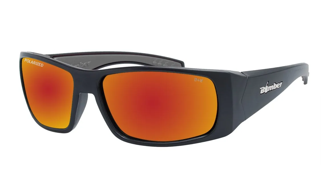 Bomber PB111RM PIPE-BOMB MATTE BLK FRM / RED MIRROR POLARIZED LENS / GRAY FOAM