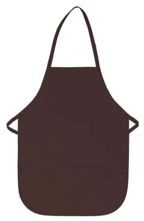 Brown Kid's XL Bib Apron (2 Pockets)