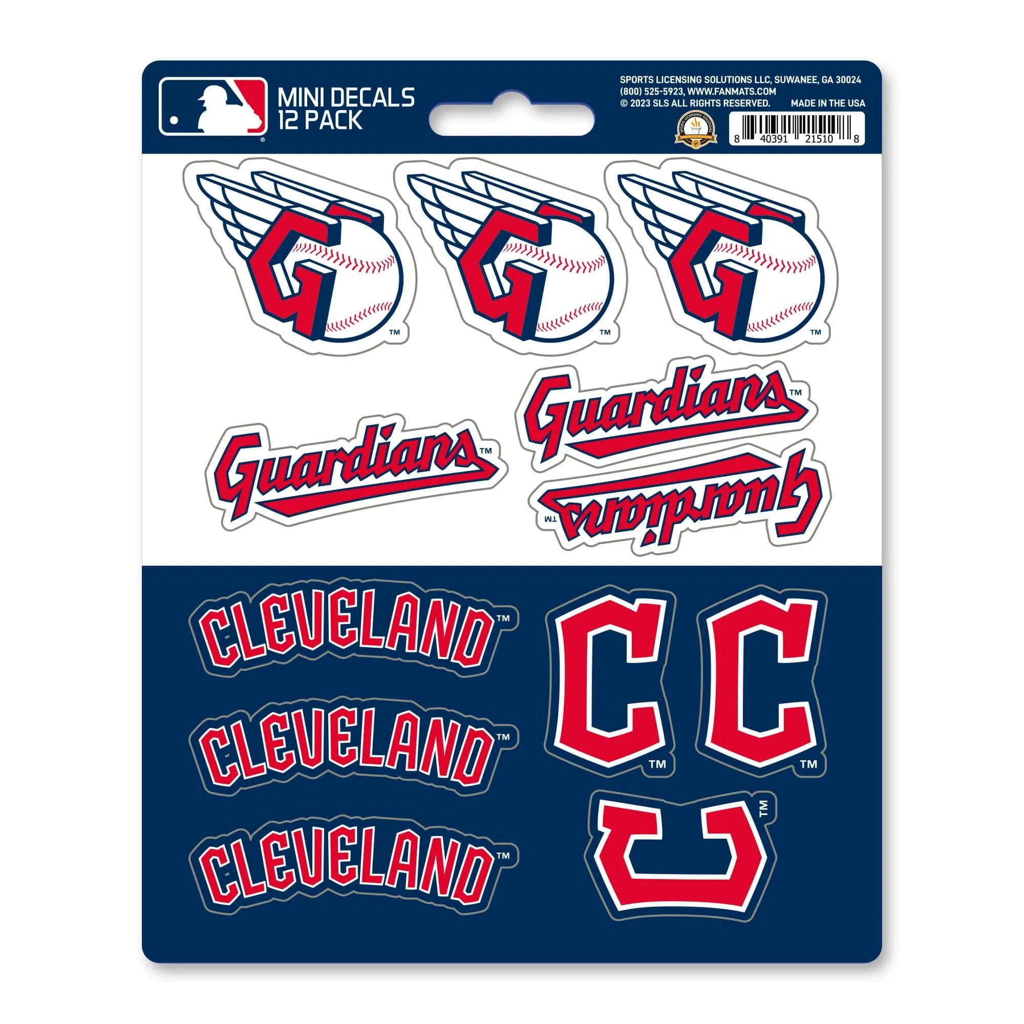 Cleveland Guardians 12 Count Mini Decal Sticker Pack