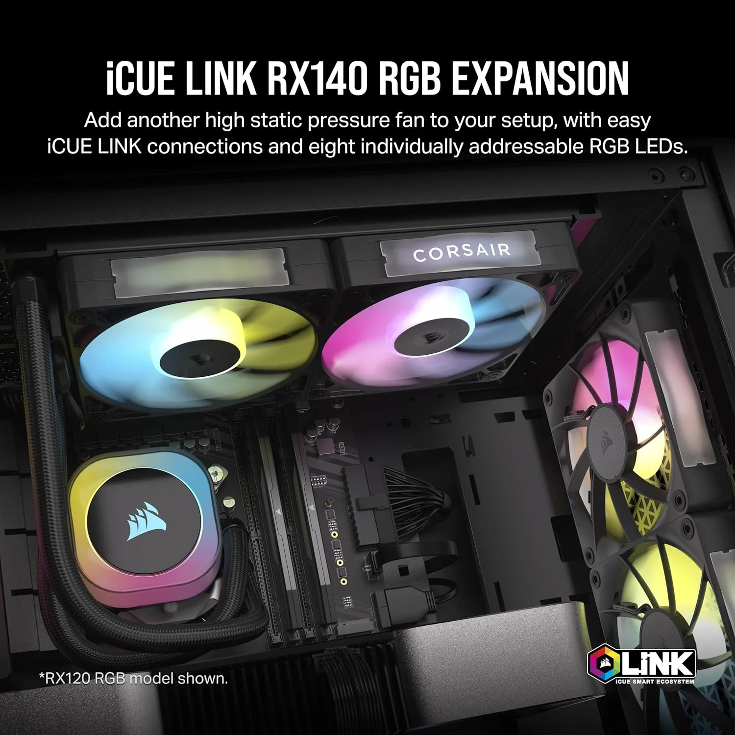 Corsair iCUE LINK RX140 RGB Starter Kit 140mm PWM 風扇 - Black 黑色 (2件裝) CO-9051020-WW