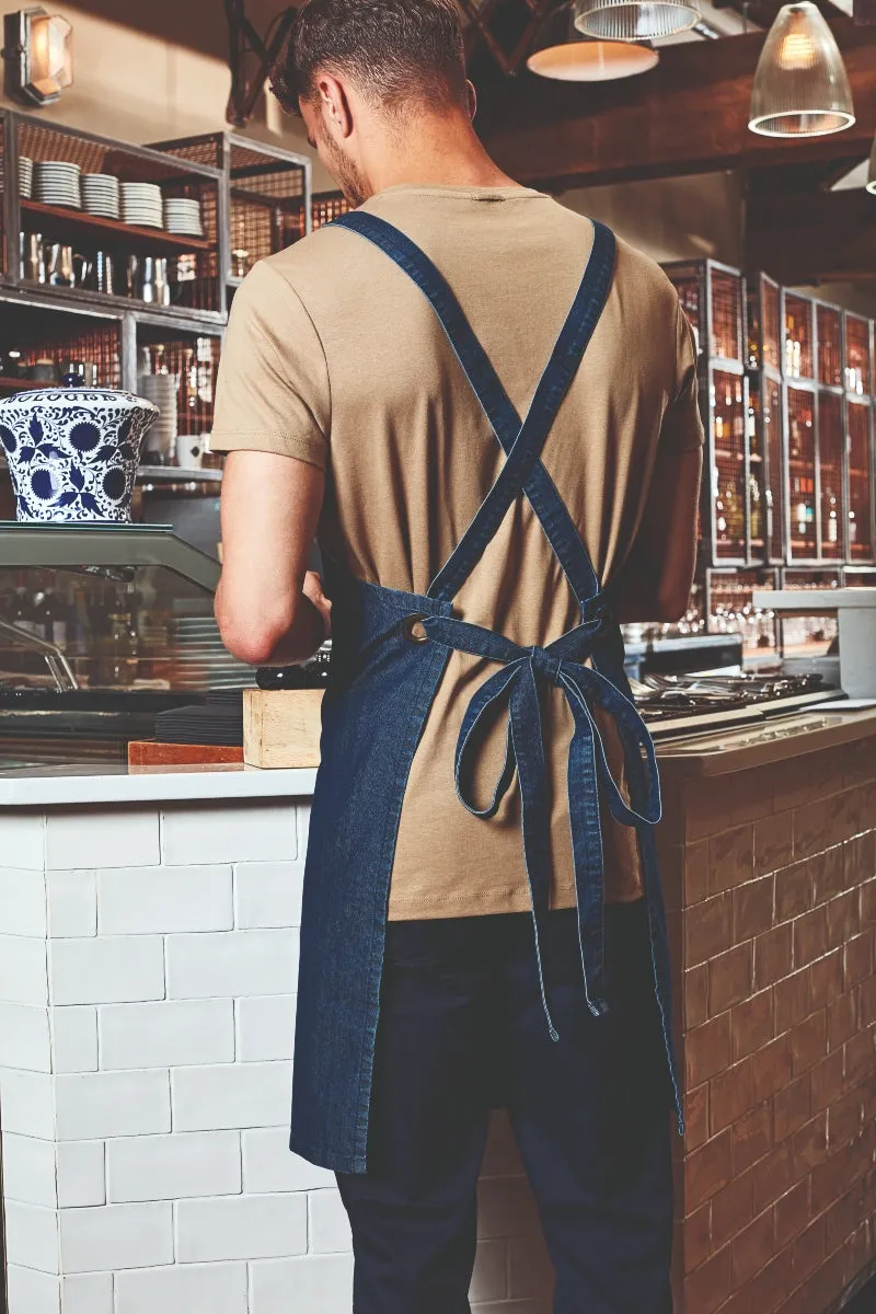 Cross Back 'Barista' Bib Adjustable Apron (1 Pocket w/ Pen Slot)