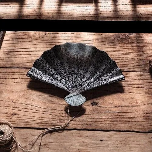 Cultural Harmony: Exquisite Japanese-Korean Fan Plate Set for Elegant Dining