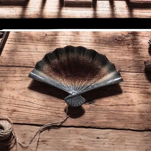 Cultural Harmony: Exquisite Japanese-Korean Fan Plate Set for Elegant Dining