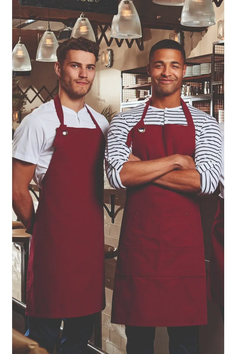 Dark Grey "Calibre" Heavy Cotton Canvas Adjustable Bib Apron (No Pockets)