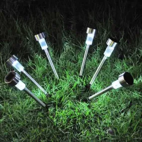 DIY 6x Solar LED White Outdoor  Path Light Stainless Silver