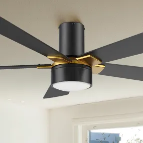 Duluth Outdoor Flush Mount Smart Ceiling Fan with LED Light Remote 52"