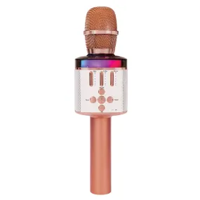 Easy Karaoke Bluetooth Wireless Microphone with Speaker and Lights ~ Rose Gold