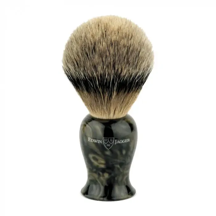 Edwin Jagger - BMPSBBB Plaza Imitation Black Marble Best Badger Shaving Brush, Medium