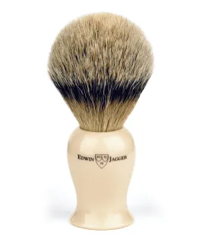 Edwin Jagger - IVPSBST Plaza Imitation Ivory Silver Tip Badger Shaving Brush, Medium