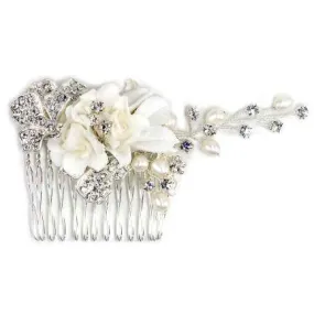 Elise Porcelain, Pearl and Crystal Hair Comb